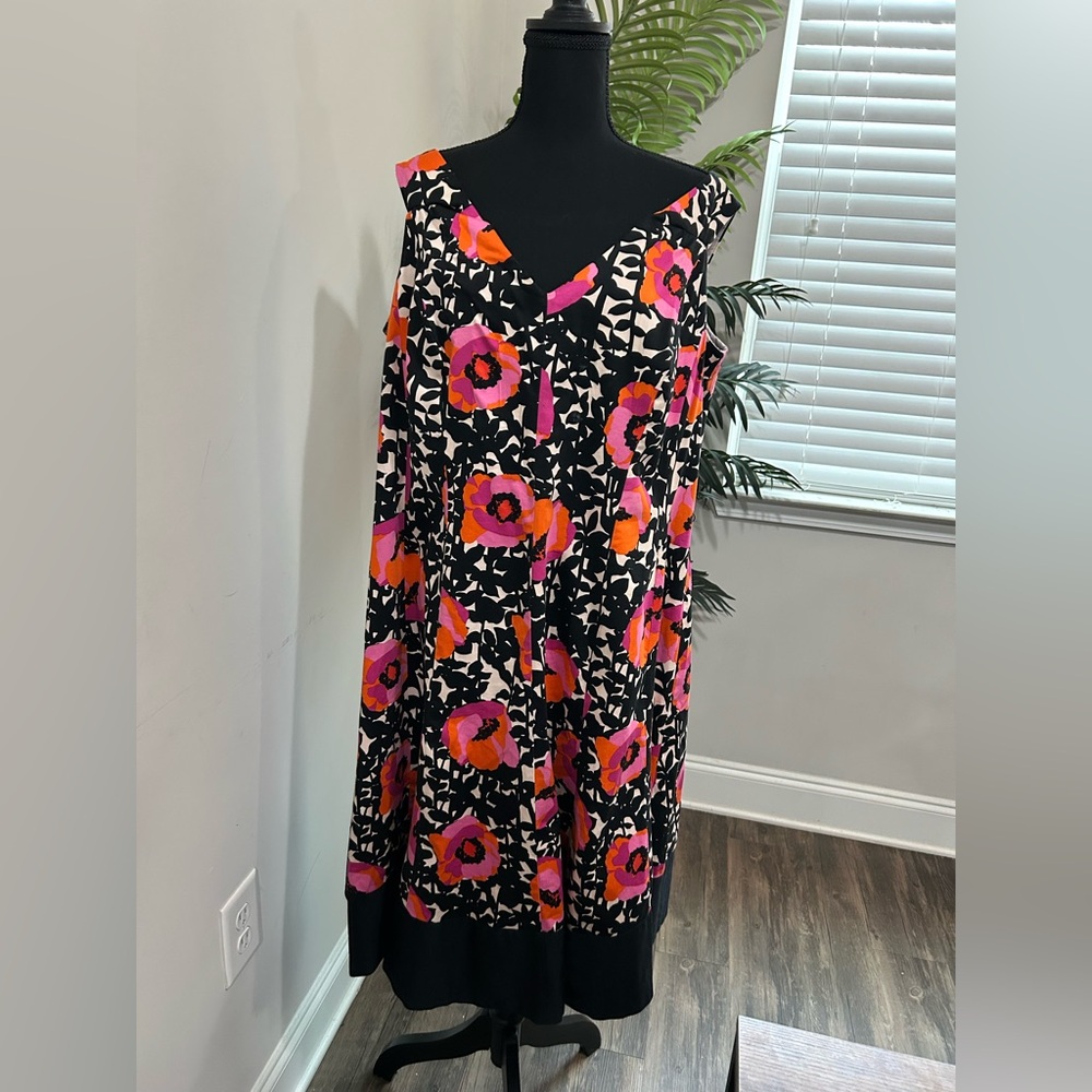 Jones Studio Asymmetrical Dress - Black, Pink, and Orange